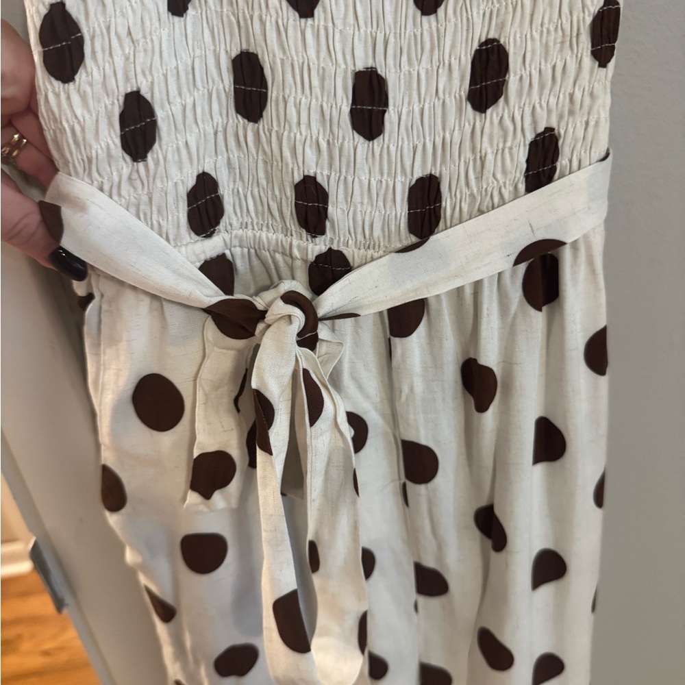 Cream and Brown Polka Dot Jumpsuit